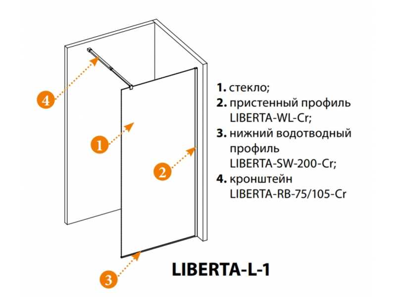 Купить Душевое ограждение Cezares Liberta-L-1-100-C-Cr 100 x 195 см, стекло прозрачное, профиль хром