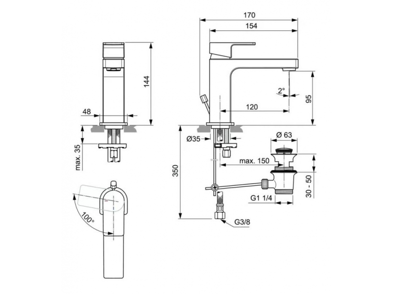 Купить Смеситель Ideal Standard Edge для раковины, хром, A7102AA