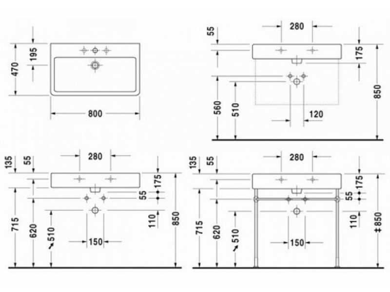 Купить Раковина Duravit Vero 0454800000, 80*47 см