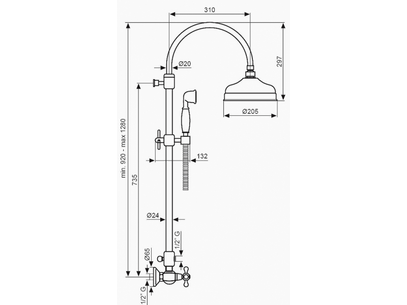 Купить Душевой комплект Emmevi 1200281BO, белый/золото