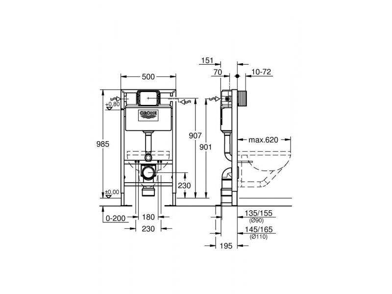 Купить Инсталляция для унитаза Grohe Rapid SL 38586001