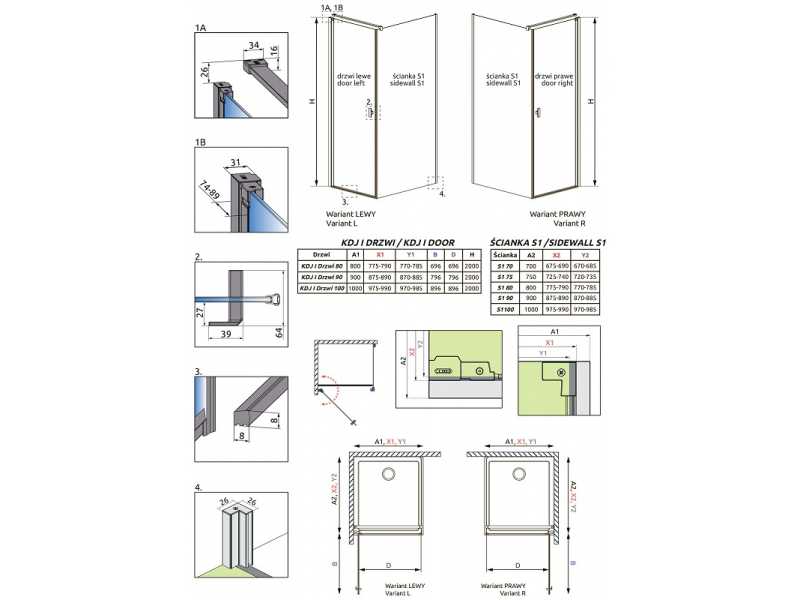 Купить Душевой уголок Radaway Nes Black KDJ I Frame, 90 x 75 см, левая дверь, стекло Frame, профиль черный