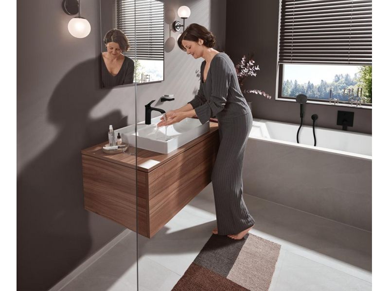 Купить Смеситель для раковины Hansgrohe Vivenis, с донным клапаном, черный матовый, 75020670