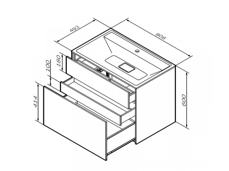 Купить Тумба под раковину Am.Pm Inspire 2.0 M50AFHX0803GM подвесная 80 см, 3 ящика, цвет графит, матовый