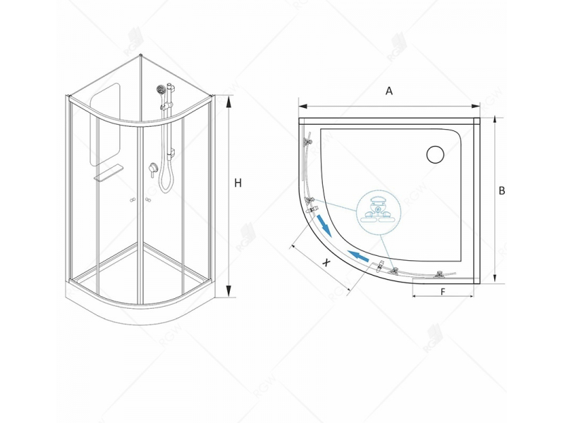 Купить Душевая кабина RGW Andaman AN-208, 100 x 100 см, стекла прозрачные, профиль сатин (матовый хром), 381320800-12