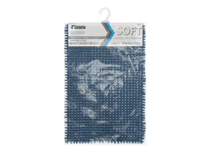 Купить Коврик для ванной Fixsen Soft 40 х 60 см, синий, FX-4001C