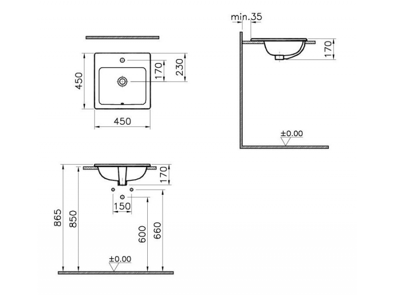 Купить Рукомойник Vitra S20 5463B003-0001 45 см