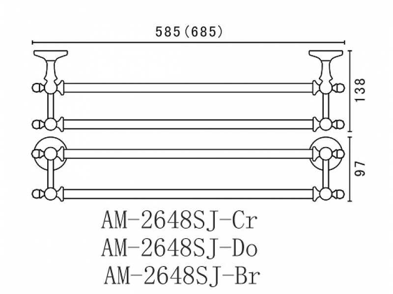 Купить Двойной полотенцедержатель Art&Max Antic Crystal AM-E-2648SJ-Do, 58.5 см, золото