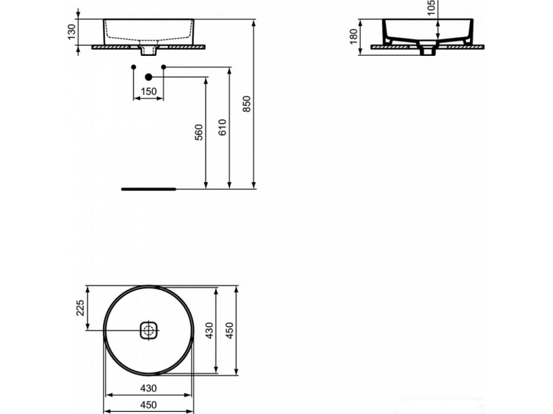 Купить Раковина накладная Ideal Standard Strada II Round Vessel T295901 45 см