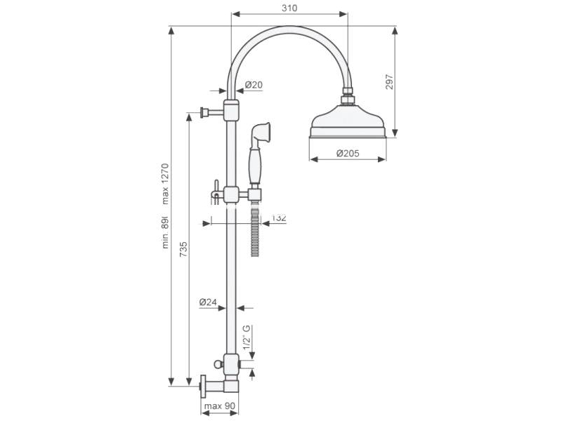 Купить Душевой комплект Emmevi Deco Classic C02594EBC, белый/хром