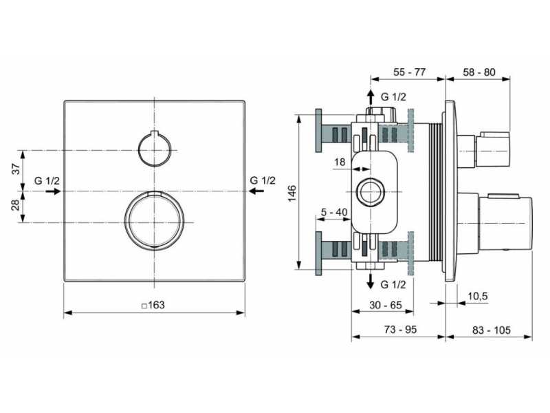 Купить Смеситель Ideal Standard Ceratherm C100 встраиваемый для душа, золото, A6956A2