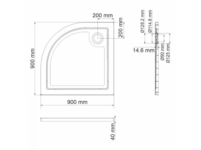 Купить Душевой поддон WasserKRAFT Salm 27T, 90 х 90 см, белый, 27T01