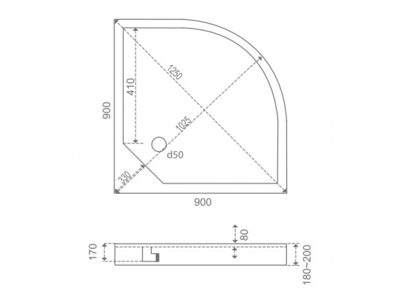 Купить Поддон для душевой кабины Bas Басфор 90 x 90 см ПН00011 акриловый, четверть круга, белый