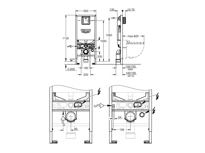 Купить Инсталляция Grohe Rapid SLX 39596000 для подвесного унитаза