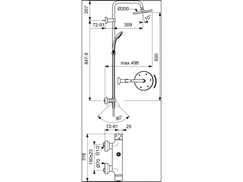 Купить Душевая система Ideal Standard Idealrain Eco SL B1098AA