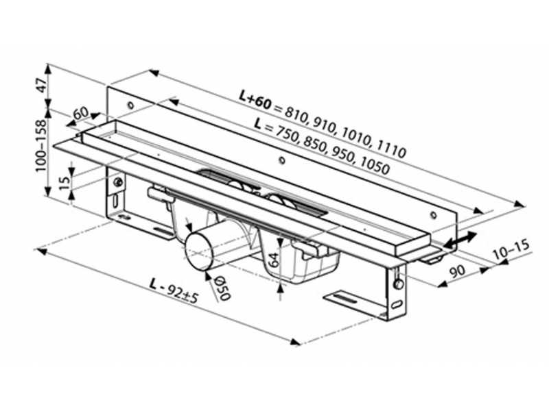 Купить Душевой канал Ravak OZW 10, 105 см, X01635