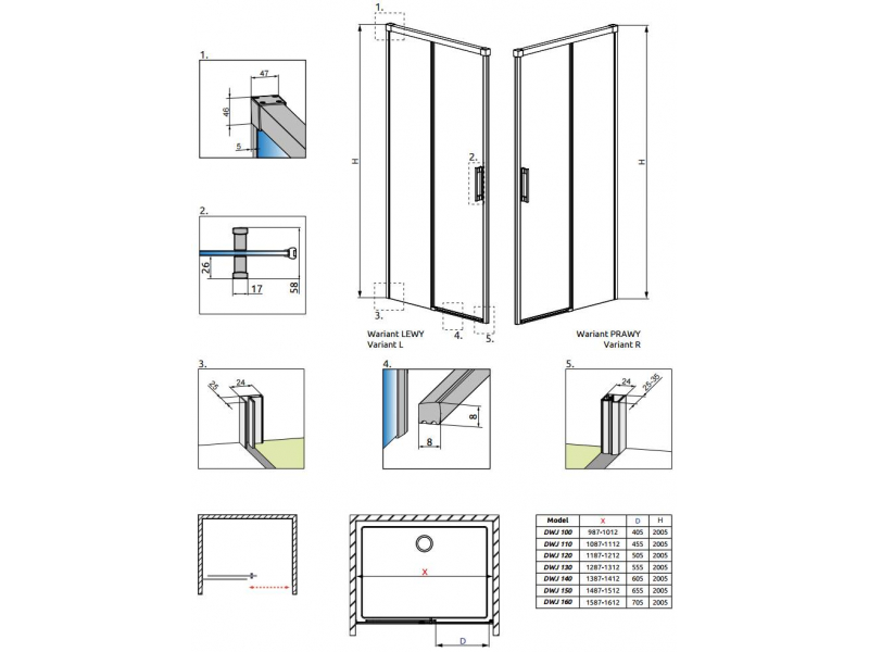 Купить Душевая дверь Radaway Idea DWJ 140 387018-01-01, 140*200,5 см