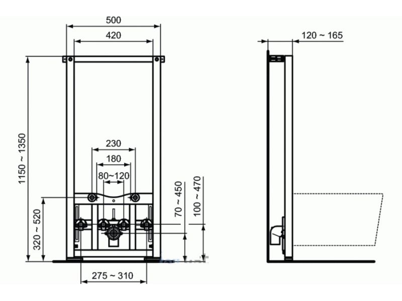 Купить Инсталляция Ideal Standard Prosys с биде Tesi, D3868V1, цвет silk white комплект