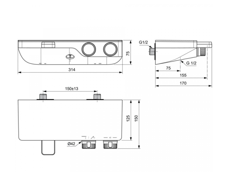 Купить Смеситель Ideal Standard Ceratherm S200 термостатический для ванны и душа, хром, A7330AA