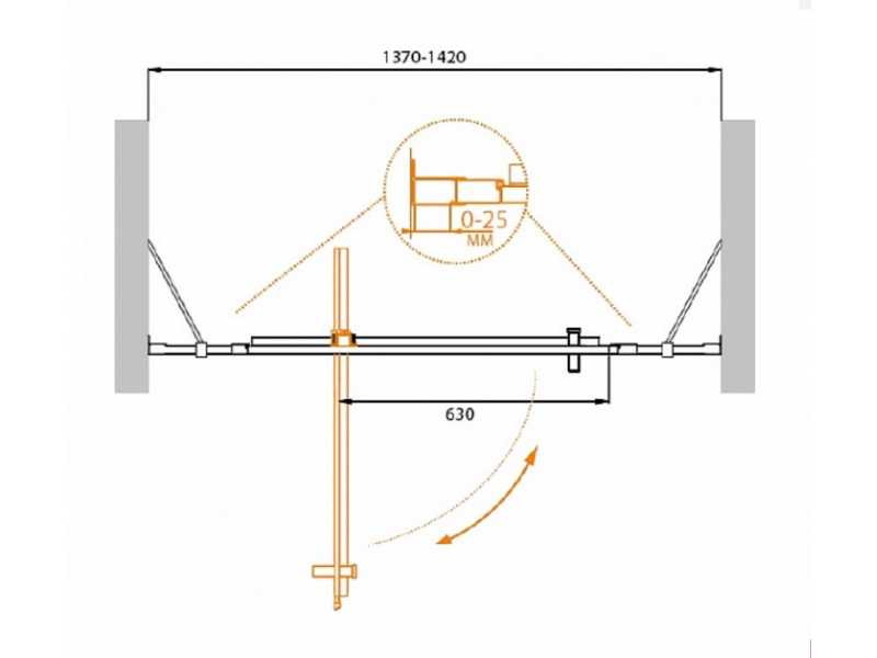 Купить Душевая дверь Cezares Molveno-BA-12-90+50-P-Cr, 140 x 190 см, стекло текстурное Punto, хром