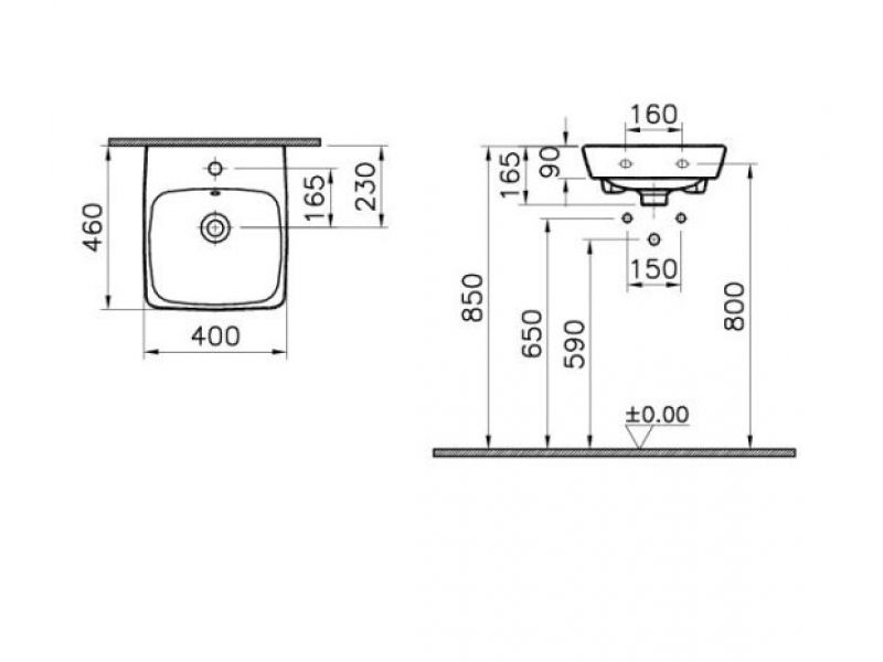 Купить Раковина Vitra Metropole 5660B003-0001 40 см, подвесная, с переливом