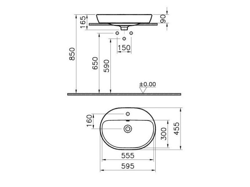 Купить Раковина Vitra Metropole 5943B003-0001 60 см накладная с переливом