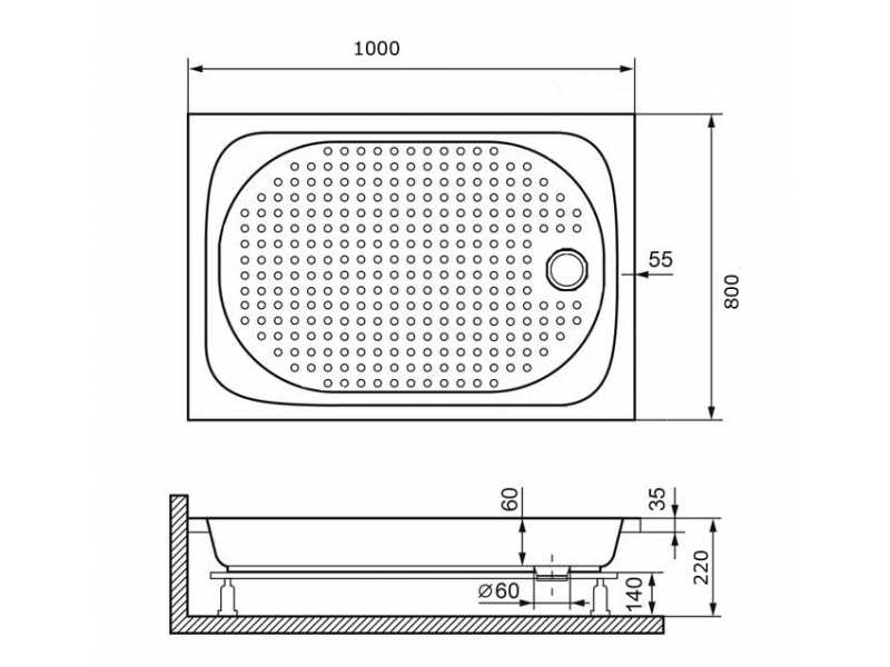 Купить Душевой поддон RGW Lux/TN 16180280-21 80 x 100 см акриловый, прямоугольный, цвет белый