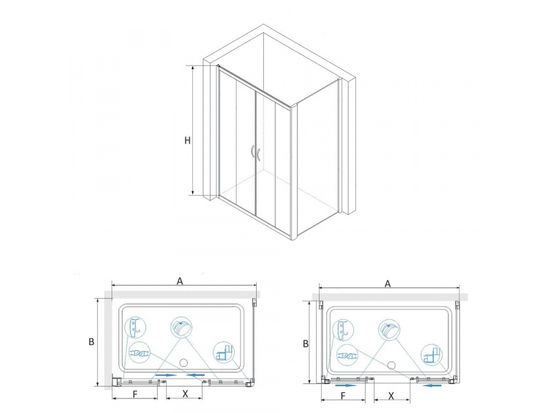 Купить Душевой уголок RGW PA-41, 01084125-11, 120 х 150 x 195 см, дверь раздвижная, стекло прозрачное, хром