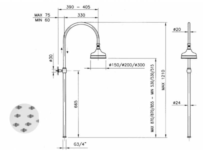 Купить Душевой гарнитур Nicolazzi 5712WS BZ 20 с верхним душем, бронза