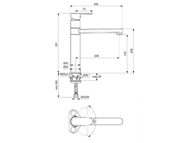 Купить Смеситель Ideal Standard Cerafine Model O для кухонной мойки, хром, BC501AA