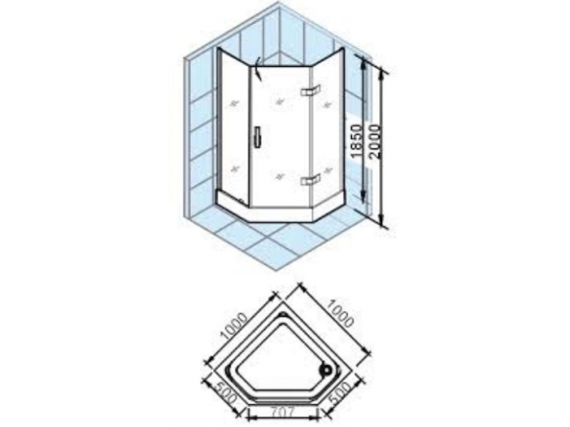 Купить Душевой уголок Appollo TS-025, 100 х 100 х 200 cм, стекло прозрачное