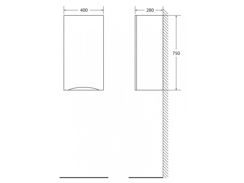 Купить Шкаф подвесной BelBagno FLY-MARINO-750-1A-SC-CL-P-R, 40 х 30 х 75 см, Cappuccino Lucido/бежевый глянец, правосторонний