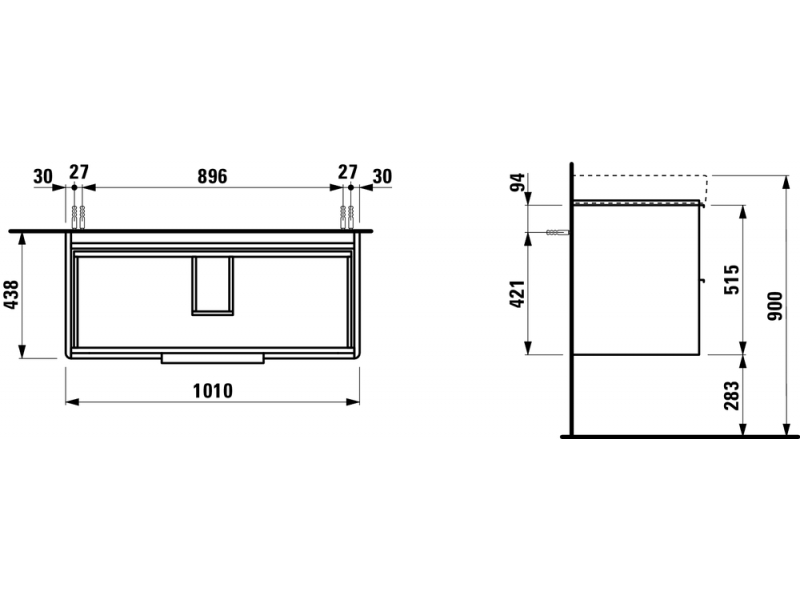 Купить Тумба под раковину Laufen Base 4024521102601, 101 см, 2 ящика