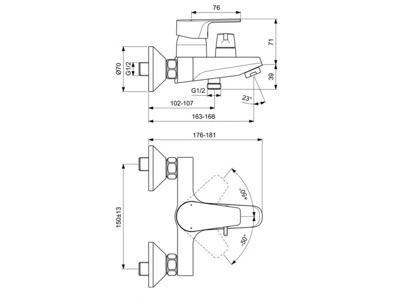 Купить Смеситель Ideal Standard Cerafine Model D для ванны и душа, хром, BC494AA