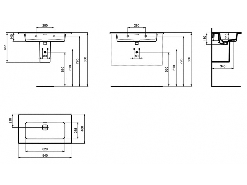 Купить Раковина Ideal Standard Strada II Vanity 84 см, белый, T363401