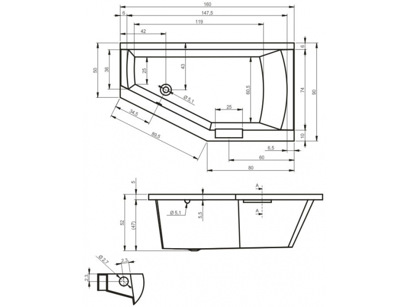 Купить Ванна гидромассажная Riho Geta 170 x 90 см, FLOW, левая/правая