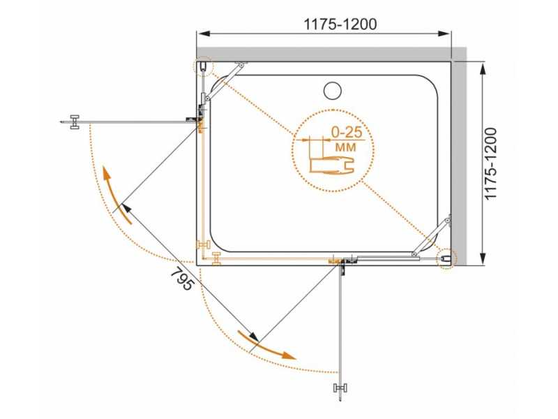 Купить Душевой уголок Cezares CRYSTAL-S-A-2-120-C-Cr, 120 х 120 см, стекло прозрачное, цвет профиля хром