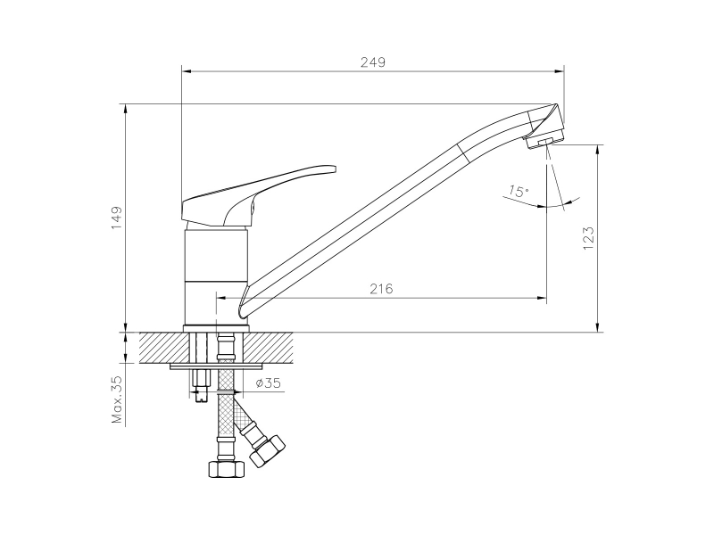 Купить Смеситель Decoroom DR21018, для кухни, хром