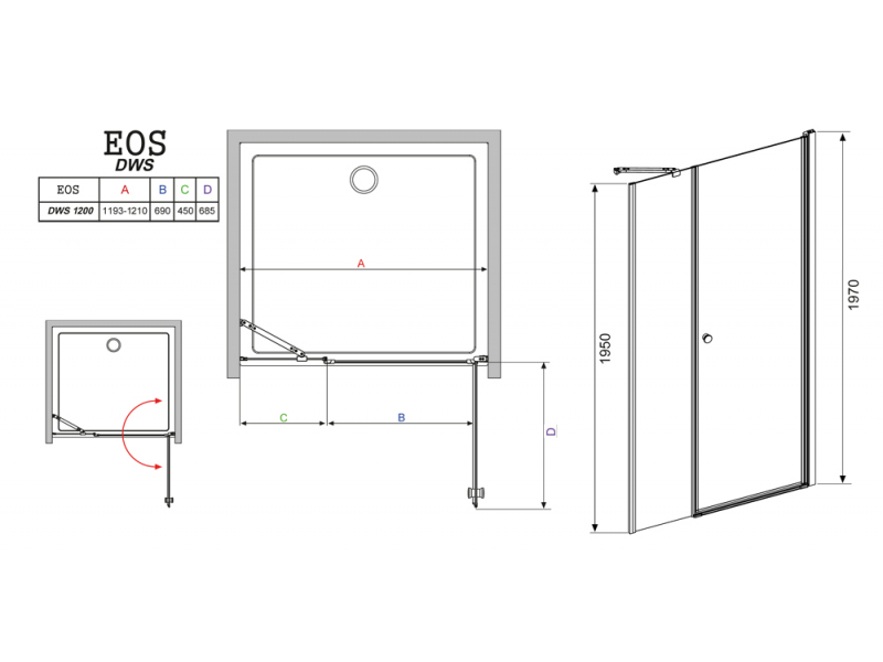 Купить Душевая дверь в нишу Radaway EOS DWS 120 R