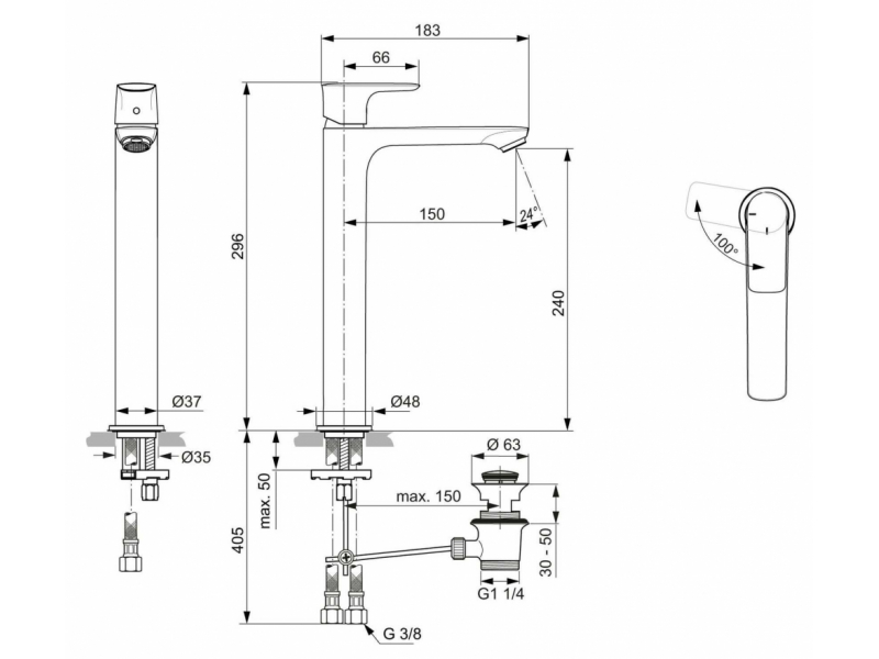 Купить Смеситель Ideal Standard Connect Air Vessel для раковины, хром, A7026AA