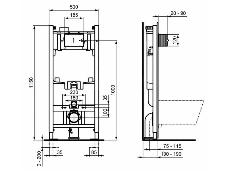 Купить Инсталляция Ideal Standard Prosys 2.0, без кнопки, R046367 с унитазом Ideal Standard Tesi c сиденьем микролифт, T007901, комплект, RT007902