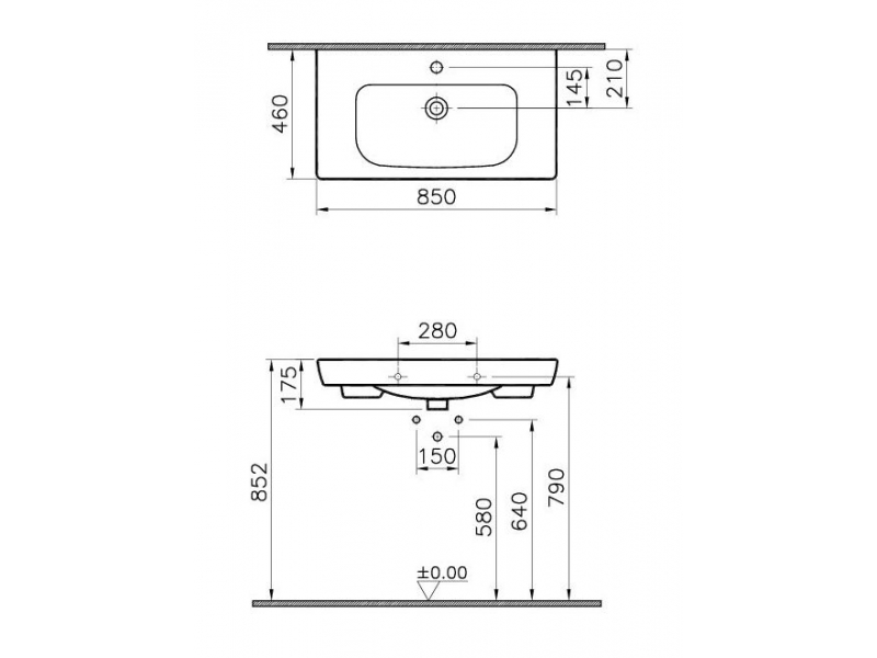 Купить Раковина Vitra S20 5523B003-0001 85 см подвесная