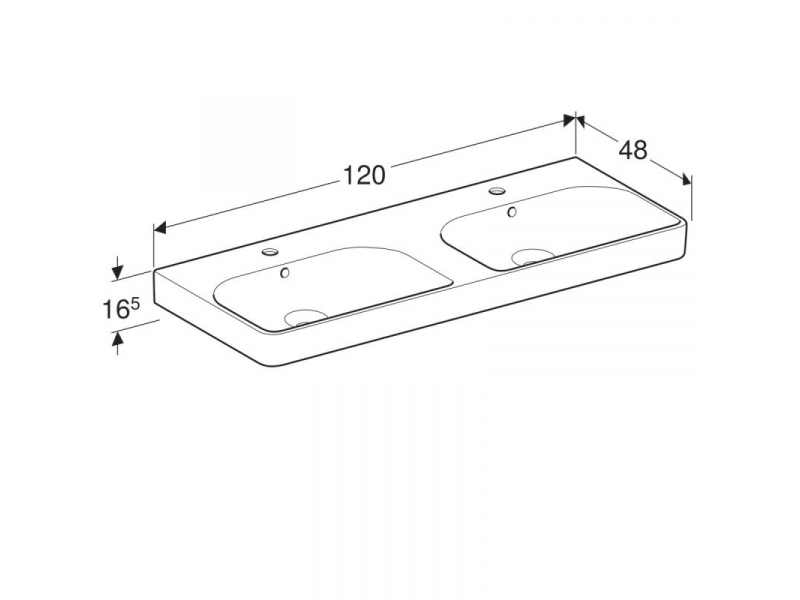 Купить Раковина Geberit Smyle Square 500.223.01.1, двойная, 120 х 48 см, белая