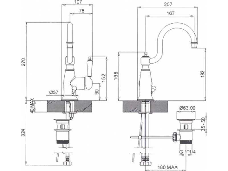 Купить Смеситель для раковины Margaroli Classica RU1001AACR, с донным клапаном, хром