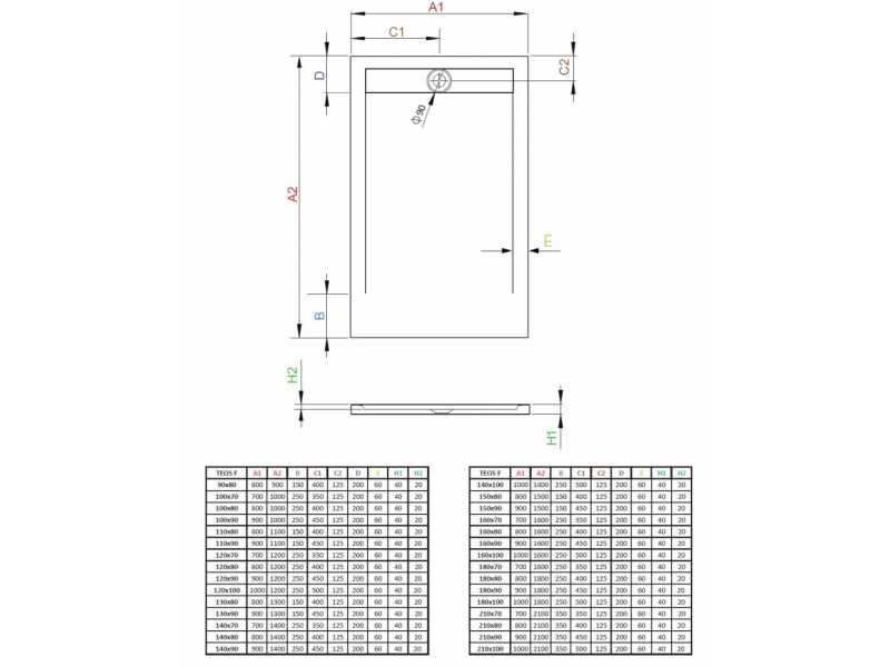 Купить Поддон для душа Radaway Teos F, 110 x 80 см, прямоугольный, HTF11080-54