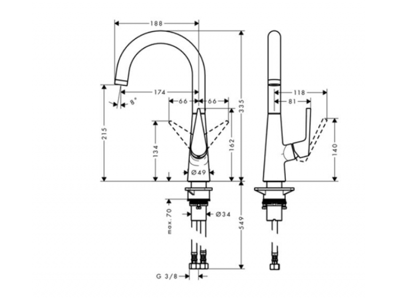 Купить Смеситель Hansgrohe Talis S 220 72814000 для кухонной мойки, хром