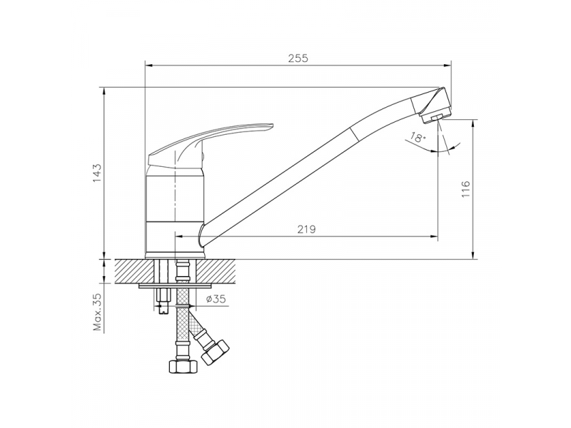 Купить Смеситель Decoroom DR71018, для кухни, хром