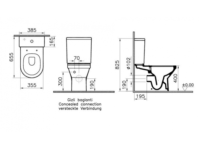 Купить Напольный унитаз Vitra S50 5746B003-0585 безободковый