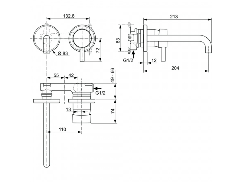 Купить Смеситель Ideal Standard Ceraline A6938AA настенный для раковины, хром