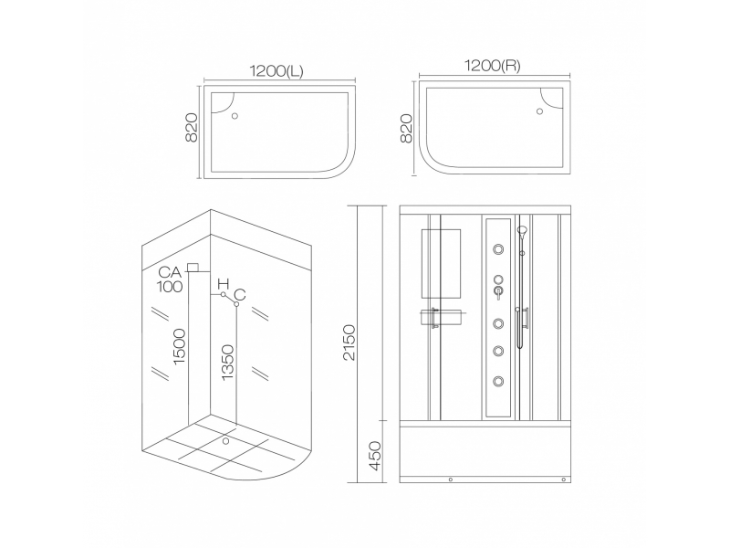 Купить Душевая кабина Aqua Joy AJ-2422 L/R, 120 x 82 см